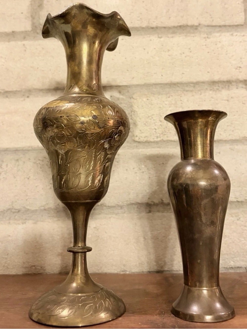Brass Decorative Vase (Gold) - Elegant Floral Accent